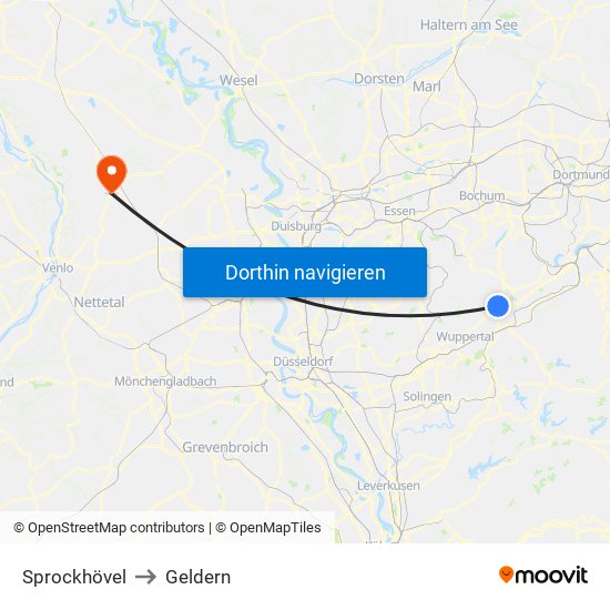 Sprockhövel to Geldern map