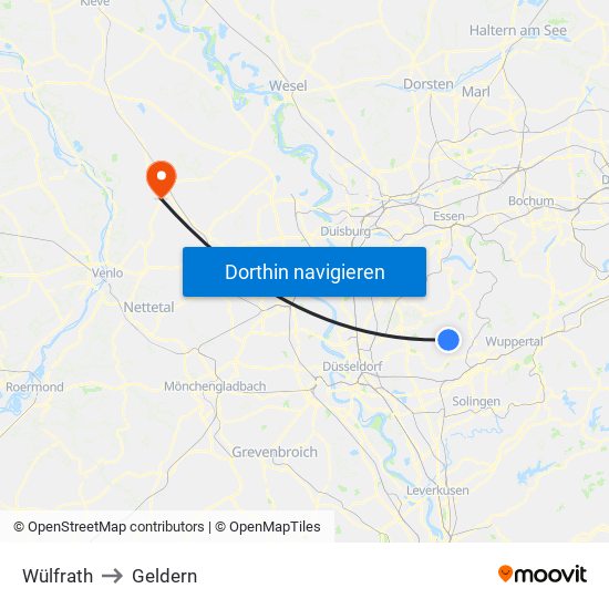 Wülfrath to Geldern map