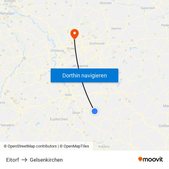 Eitorf to Gelsenkirchen map