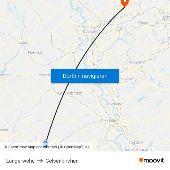 Langerwehe to Gelsenkirchen map