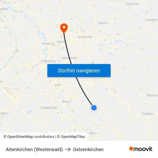Altenkirchen (Westerwald) to Gelsenkirchen map