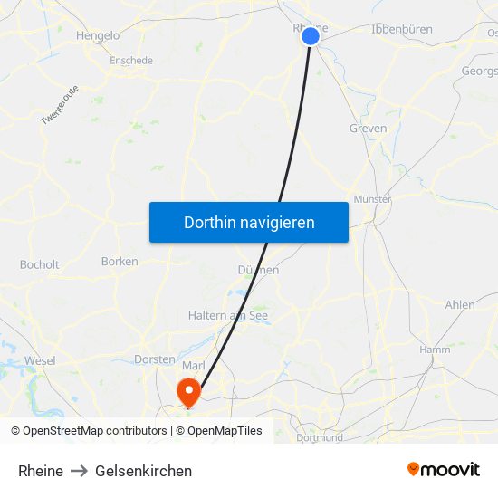 Rheine to Gelsenkirchen map
