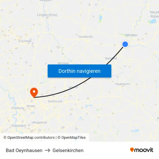 Bad Oeynhausen to Gelsenkirchen map