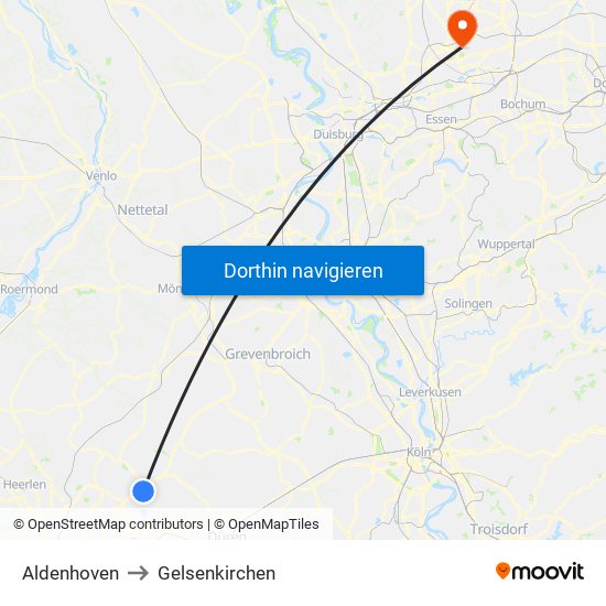 Aldenhoven to Gelsenkirchen map