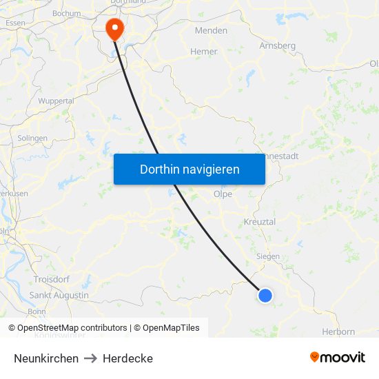 Neunkirchen to Herdecke map