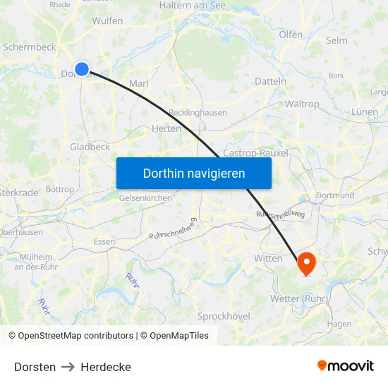 Dorsten to Herdecke map