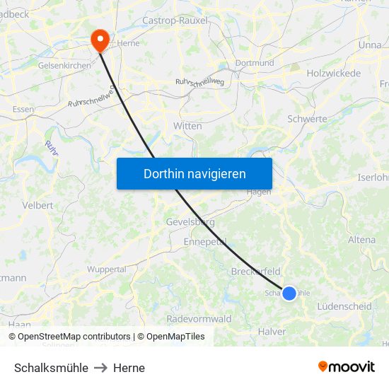 Schalksmühle to Herne map