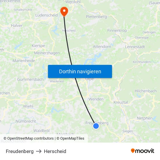 Freudenberg to Herscheid map