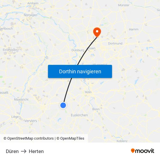 Düren to Herten map