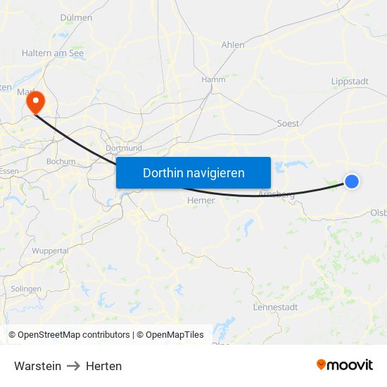 Warstein to Herten map