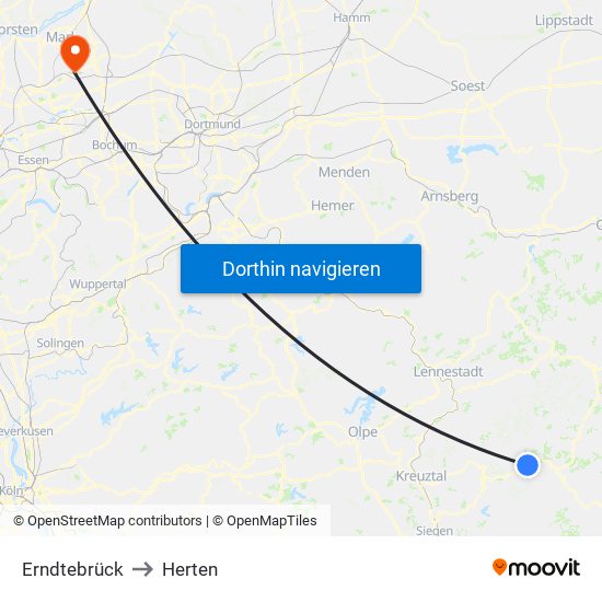 Erndtebrück to Herten map