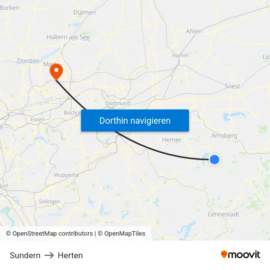 Sundern to Herten map