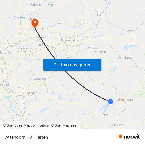 Attendorn to Herten map