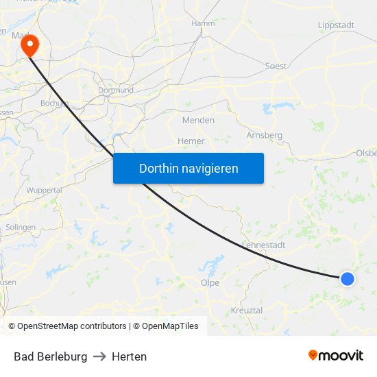 Bad Berleburg to Herten map