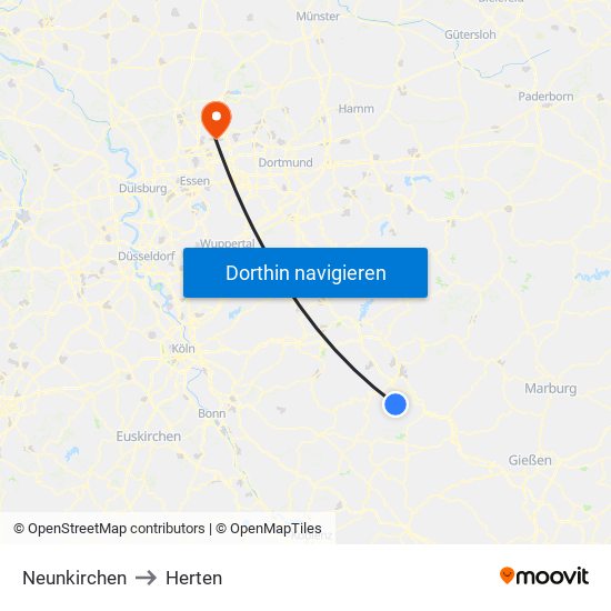 Neunkirchen to Herten map