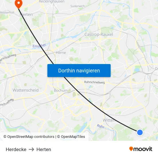 Herdecke to Herten map