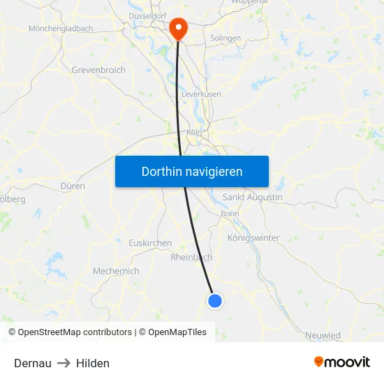 Dernau to Hilden map