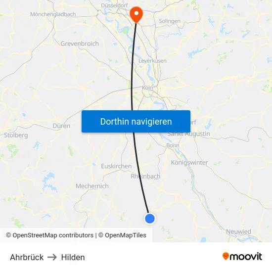 Ahrbrück to Hilden map