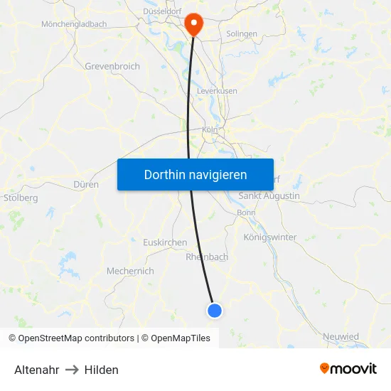 Altenahr to Hilden map