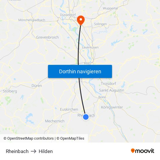 Rheinbach to Hilden map