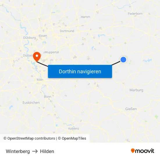 Winterberg to Hilden map