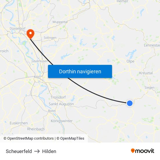 Scheuerfeld to Hilden map