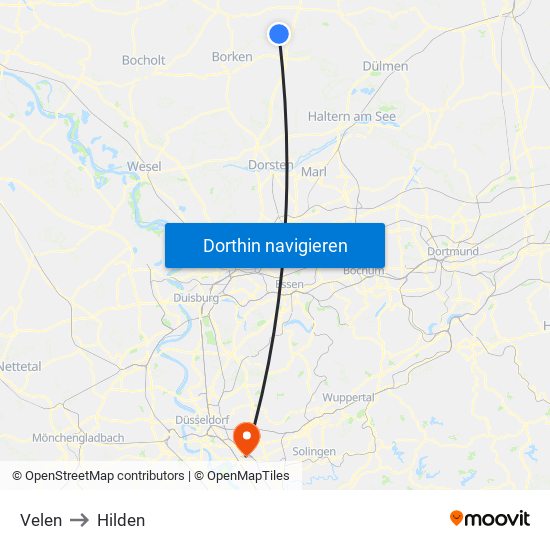 Velen to Hilden map