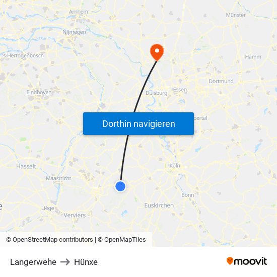 Langerwehe to Hünxe map