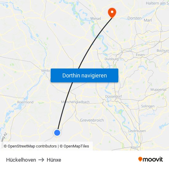 Hückelhoven to Hünxe map