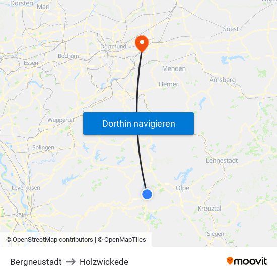 Bergneustadt to Holzwickede map