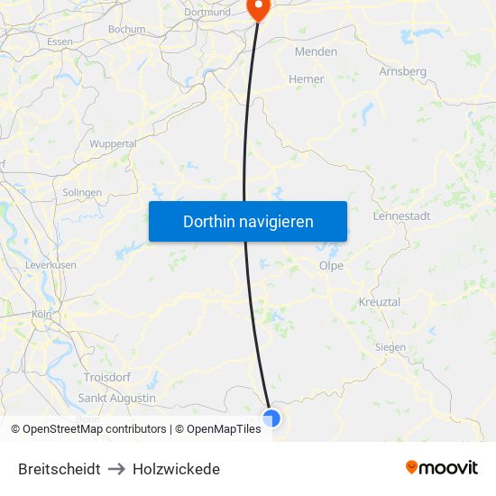 Breitscheidt to Holzwickede map