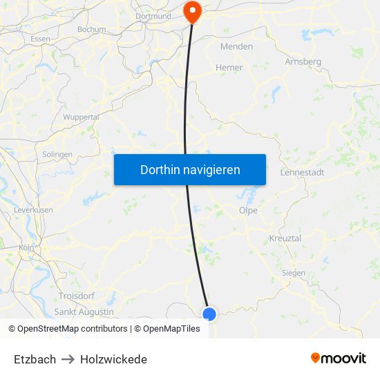 Etzbach to Holzwickede map