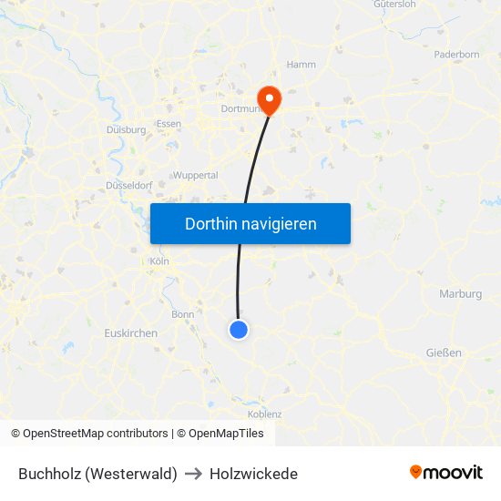 Buchholz (Westerwald) to Holzwickede map