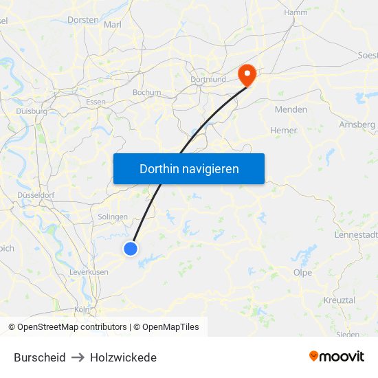 Burscheid to Holzwickede map