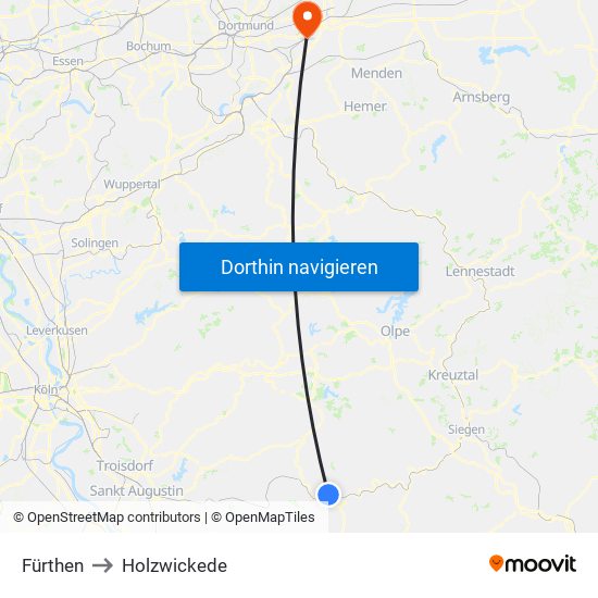 Fürthen to Holzwickede map