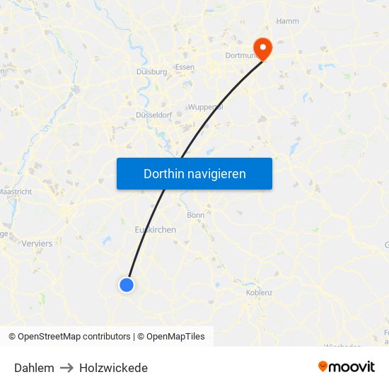 Dahlem to Holzwickede map