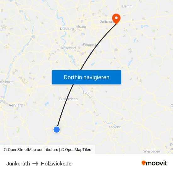 Jünkerath to Holzwickede map