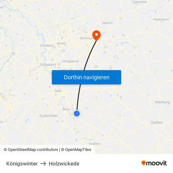 Königswinter to Holzwickede map