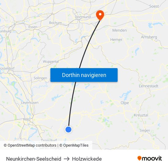 Neunkirchen-Seelscheid to Holzwickede map