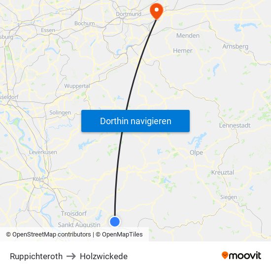 Ruppichteroth to Holzwickede map