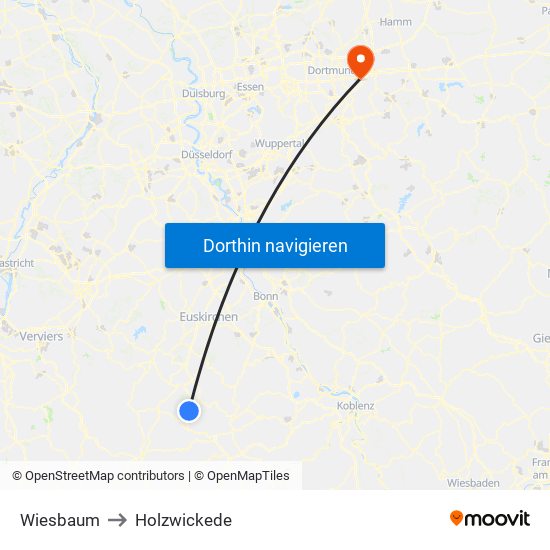 Wiesbaum to Holzwickede map