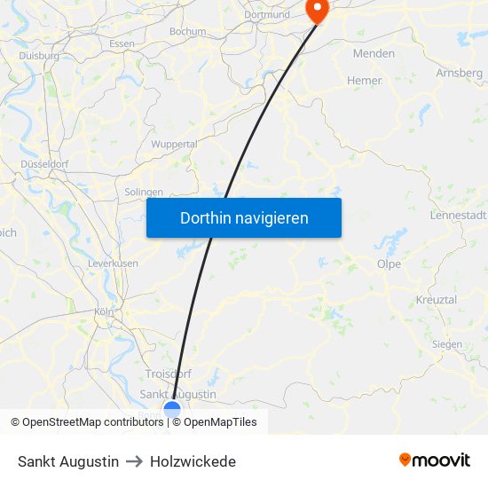 Sankt Augustin to Holzwickede map