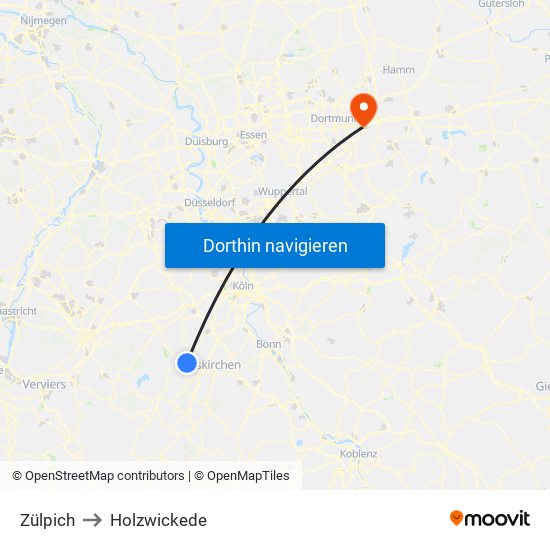 Zülpich to Holzwickede map