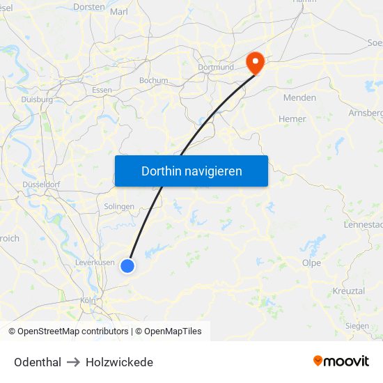 Odenthal to Holzwickede map