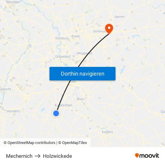 Mechernich to Holzwickede map