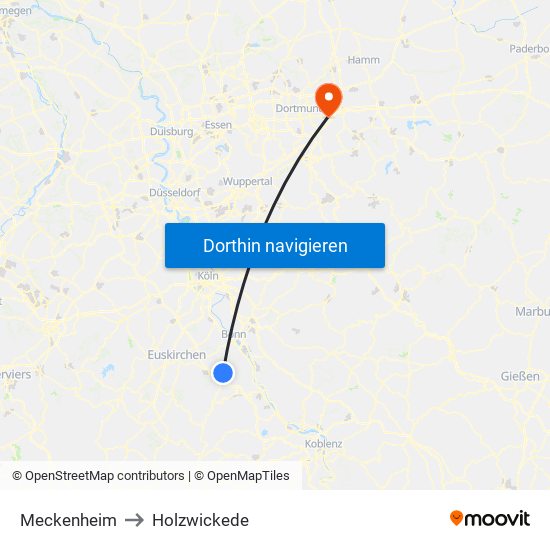 Meckenheim to Holzwickede map