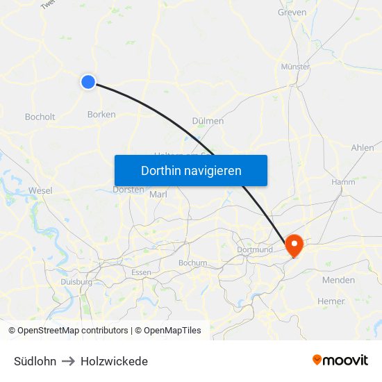 Südlohn to Holzwickede map