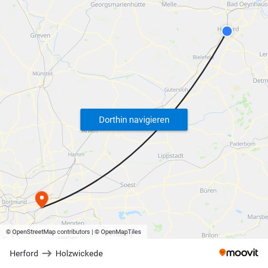 Herford to Holzwickede map