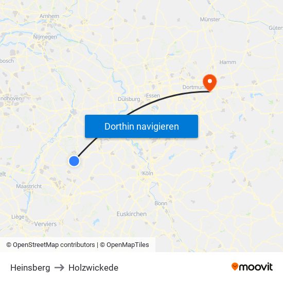 Heinsberg to Holzwickede map