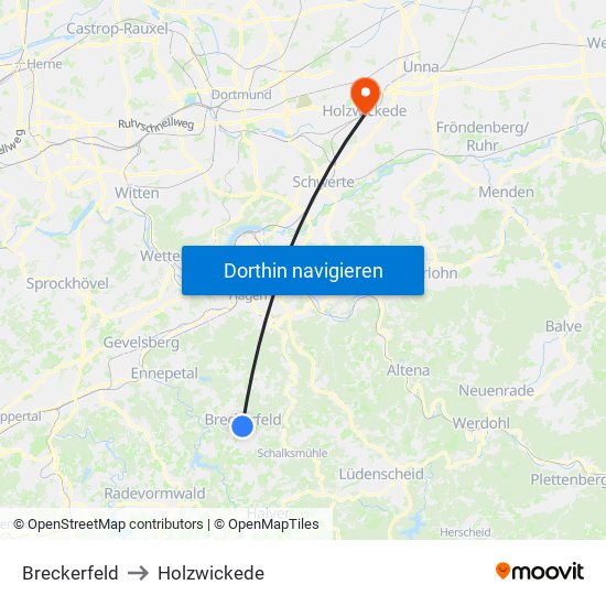 Breckerfeld to Holzwickede map